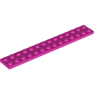 Lego destička 2x14, tmavě růžová (6054390)